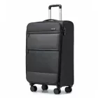 Miss Lulu London K2397L - British utazó 20 Zoll könnyű Kabinen-bőrönd  weicher Schale és Laptop-Fach - fekete