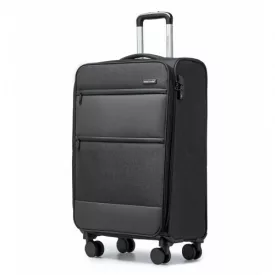   Miss Lulu London K2397L - British utazó 20 Zoll könnyű Kabinen-bőrönd  weicher Schale és Laptop-Fach - fekete