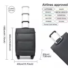 Miss Lulu London K2397L - British utazó 20 Zoll könnyű Kabinen-bőrönd  weicher Schale és Laptop-Fach - fekete