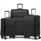 Miss Lulu London KSB2582 - British utazó Langleicher Weichschalen-bőrönd, 3-darabos Gepäckset (20/24/28 Zoll)  laptopzseb - fekete