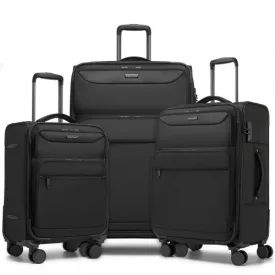   Miss Lulu London KSB2582 - British utazó Langleicher Weichschalen-bőrönd, 3-darabos Gepäckset (20/24/28 Zoll)  laptopzseb - fekete