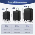 Miss Lulu London KSB2582 - British utazó Langleicher Weichschalen-bőrönd, 3-darabos Gepäckset (20/24/28 Zoll)  laptopzseb - fekete