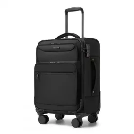   Miss Lulu London KSB2582 - British utazó Robuster 20-Zoll-Weichschalenkoffer  vorderem laptopzseb, TSA-zár és leisen Spinnerrollen - fekete