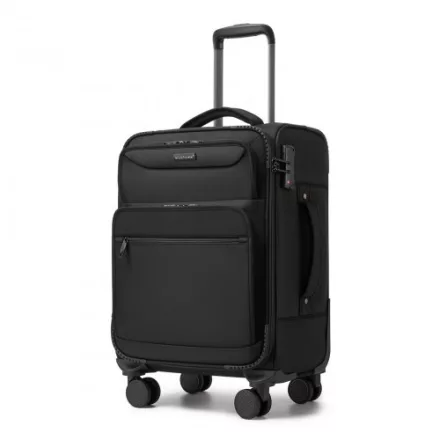 Miss Lulu London KSB2582 - British utazó Robuster 20-Zoll-Weichschalenkoffer  vorderem laptopzseb, TSA-zár és leisen Spinnerrollen - fekete