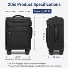 Miss Lulu London KSB2582 - British utazó Robuster 20-Zoll-Weichschalenkoffer  vorderem laptopzseb, TSA-zár és leisen Spinnerrollen - fekete