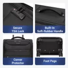 Miss Lulu London KSB2582 - British utazó Robuster 20-Zoll-Weichschalenkoffer  vorderem laptopzseb, TSA-zár és leisen Spinnerrollen - fekete
