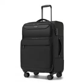   Miss Lulu London KSB2582 - British utazó Erweiterbarer 24-Zoll Weichschalenkoffer  TSA-zár, leisen Spinner-Rollen és laptopzseb - fekete