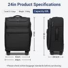 Miss Lulu London KSB2582 - British utazó Erweiterbarer 24-Zoll Weichschalenkoffer  TSA-zár, leisen Spinner-Rollen és laptopzseb - fekete