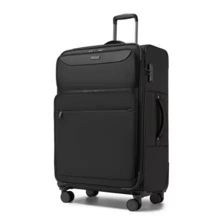 Miss Lulu London KSB2582 - British utazó 28-Zoll großer erweiterbarer Softshell-bőrönd  TSA-zár, leisen Spinner-Rollen és laptopzseb - fekete