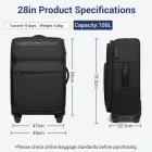 Miss Lulu London KSB2582 - British utazó 28-Zoll großer erweiterbarer Softshell-bőrönd  TSA-zár, leisen Spinner-Rollen és laptopzseb - fekete