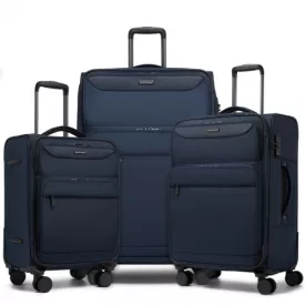   Miss Lulu London KSB2582 - British utazó Langleicher Weichschalen-bőrönd, 3-darabos Gepäckset (20/24/28 Zoll)  laptopzseb - Marineblau