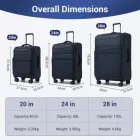 Miss Lulu London KSB2582 - British utazó Langleicher Weichschalen-bőrönd, 3-darabos Gepäckset (20/24/28 Zoll)  laptopzseb - Marineblau
