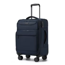   Miss Lulu London KSB2582 - British utazó Robuster 20-Zoll-Weichschalenkoffer  vorderem laptopzseb, TSA-zár és leisen Spinnerrollen - Marineblau