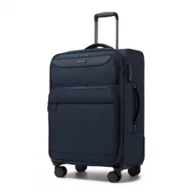   Miss Lulu London KSB2582 - British utazó Erweiterbarer 24-Zoll Weichschalenkoffer  TSA-zár, leisen Spinner-Rollen és laptopzseb - Marineblau