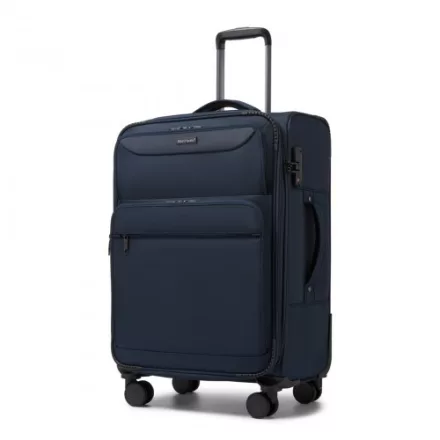Miss Lulu London KSB2582 - British utazó Erweiterbarer 24-Zoll Weichschalenkoffer  TSA-zár, leisen Spinner-Rollen és laptopzseb - Marineblau