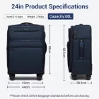 Miss Lulu London KSB2582 - British utazó Erweiterbarer 24-Zoll Weichschalenkoffer  TSA-zár, leisen Spinner-Rollen és laptopzseb - Marineblau