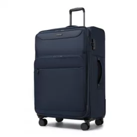   Miss Lulu London KSB2582 - British utazó 28-Zoll großer erweiterbarer Softshell-bőrönd  TSA-zár, leisen Spinner-Rollen és laptopzseb - Marineblau