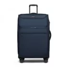 Miss Lulu London KSB2582 - British utazó 28-Zoll großer erweiterbarer Softshell-bőrönd  TSA-zár, leisen Spinner-Rollen és laptopzseb - Marineblau
