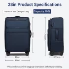 Miss Lulu London KSB2582 - British utazó 28-Zoll großer erweiterbarer Softshell-bőrönd  TSA-zár, leisen Spinner-Rollen és laptopzseb - Marineblau