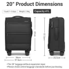 Miss Lulu London KSB2597 - British utazó Eleganter, robuster 20-Zoll-Weichschalenkoffer  leisen TPE-Rollen, TSA-Sicherheit és Laptop-Fach - fekete