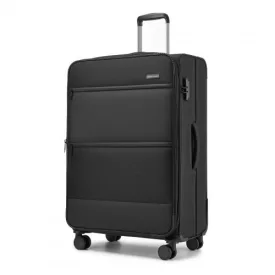  Miss Lulu London KSB2597 - British utazó Eleganter, robuster 28-Zoll-Weichschalenkoffer  leisen TPE-Rollen, TSA-Sicherheit és erweiterbarem Volumen - fekete
