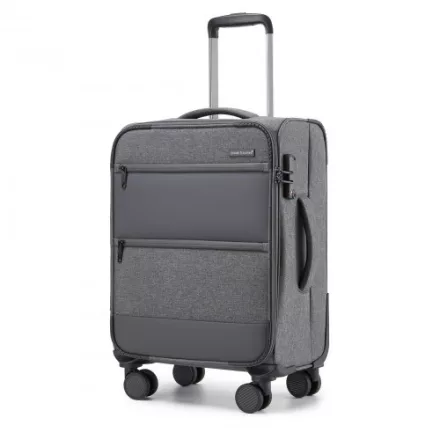 Miss Lulu London KSB2597 - British utazó Eleganter, robuster 20-Zoll-Weichschalenkoffer  leisen TPE-Rollen, TSA-Sicherheit és Laptop-Fach - szürke