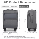 Miss Lulu London KSB2597 - British utazó Eleganter, robuster 20-Zoll-Weichschalenkoffer  leisen TPE-Rollen, TSA-Sicherheit és Laptop-Fach - szürke