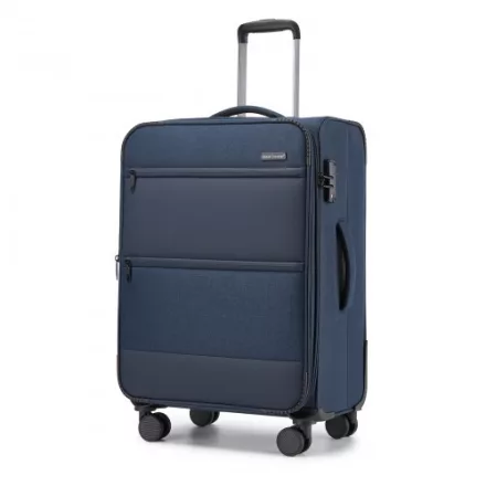 Miss Lulu London KSB2597 - British utazó Eleganter, robuster 24-Zoll-Weichschalenkoffer  leisen TPE-Rollen, TSA-Sicherheit és erweiterbarem Volumen - Marineblau
