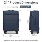 Miss Lulu London KSB2597 - British utazó Eleganter, robuster 24-Zoll-Weichschalenkoffer  leisen TPE-Rollen, TSA-Sicherheit és erweiterbarem Volumen - Marineblau