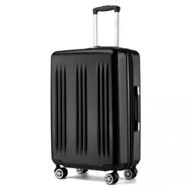   Miss Lulu London KSK2483 - Kono 24 Zoll Schlank csíkos Check-In-bőrönd Erweiterbar tartós ABS+PC bőrönd  Vier Spinner-Rädern TSA-zár - fekete
