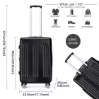 Miss Lulu London KSK2483 - Kono 24 Zoll Schlank csíkos Check-In-bőrönd Erweiterbar tartós ABS+PC bőrönd  Vier Spinner-Rädern TSA-zár - fekete