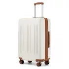 Miss Lulu London KSK2483 - Kono 24 Zoll Schlank csíkos Check-In-bőrönd Erweiterbar tartós ABS+PC bőrönd  Vier Spinner-Rädern TSA-zár - Creme és barna