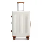 Miss Lulu London KSK2483 - Kono 24 Zoll Schlank csíkos Check-In-bőrönd Erweiterbar tartós ABS+PC bőrönd  Vier Spinner-Rädern TSA-zár - Creme és barna