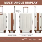 Miss Lulu London KSK2483 - Kono 24 Zoll Schlank csíkos Check-In-bőrönd Erweiterbar tartós ABS+PC bőrönd  Vier Spinner-Rädern TSA-zár - Creme és barna