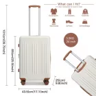 Miss Lulu London KSK2483 - Kono 24 Zoll Schlank csíkos Check-In-bőrönd Erweiterbar tartós ABS+PC bőrönd  Vier Spinner-Rädern TSA-zár - Creme és barna