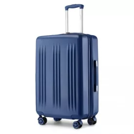   Miss Lulu London KSK2483 - Kono 24 Zoll Schlank csíkos Check-In-bőrönd Erweiterbar tartós ABS+PC bőrönd  Vier Spinner-Rädern TSA-zár - Marineblau