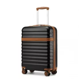   Miss Lulu London KSK2484 - Kono 20 Zoll elegáns Leichtes Súly Harte Schale ABS+PC Kabinen-bőrönd  TSA-zár  erhöhte Sicherheit - fekete és barna