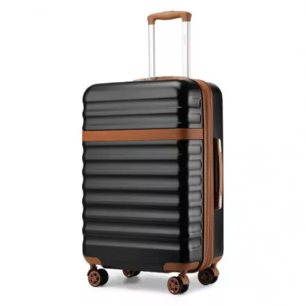 Miss Lulu London KSK2484 - Kono 24 Zoll bővíthető könnyű Harte Schale ABS+PC  Check-In-bőrönd  TSA-zár Ideal  längere Reisen és sicheres Reisen - fekete és barna