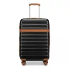 Miss Lulu London KSK2484 - Kono 28 Zoll bővíthető könnyű Harte Schale ABS+PC Check-In-bőrönd  TSA-zár Ideal  längere Reisen és sicheres Reisen - fekete és barna