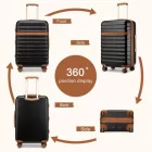 Miss Lulu London KSK2484 - Kono 28 Zoll bővíthető könnyű Harte Schale ABS+PC Check-In-bőrönd  TSA-zár Ideal  längere Reisen és sicheres Reisen - fekete és barna