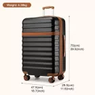 Miss Lulu London KSK2484 - Kono 28 Zoll bővíthető könnyű Harte Schale ABS+PC Check-In-bőrönd  TSA-zár Ideal  längere Reisen és sicheres Reisen - fekete és barna