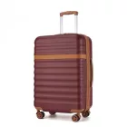 Miss Lulu London KSK2484 - Kono 24 Zoll bővíthető könnyű Harte Schale ABS+PC  Check-In-bőrönd  TSA-zár Ideal  längere Reisen és sicheres Reisen - Burgund és barna