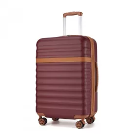   Miss Lulu London KSK2484 - Kono 24 Zoll bővíthető könnyű Harte Schale ABS+PC  Check-In-bőrönd  TSA-zár Ideal  längere Reisen és sicheres Reisen - Burgund és barna