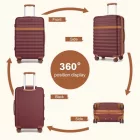Miss Lulu London KSK2484 - Kono 24 Zoll bővíthető könnyű Harte Schale ABS+PC  Check-In-bőrönd  TSA-zár Ideal  längere Reisen és sicheres Reisen - Burgund és barna