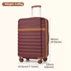 Miss Lulu London KSK2484 - Kono 24 Zoll bővíthető könnyű Harte Schale ABS+PC  Check-In-bőrönd  TSA-zár Ideal  längere Reisen és sicheres Reisen - Burgund és barna