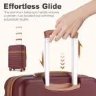 Miss Lulu London KSK2484 - Kono 24 Zoll bővíthető könnyű Harte Schale ABS+PC  Check-In-bőrönd  TSA-zár Ideal  längere Reisen és sicheres Reisen - Burgund és barna