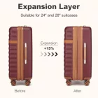 Miss Lulu London KSK2484 - Kono 24 Zoll bővíthető könnyű Harte Schale ABS+PC  Check-In-bőrönd  TSA-zár Ideal  längere Reisen és sicheres Reisen - Burgund és barna