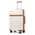 Miss Lulu London KSK2484 - Kono 3-teilig Erweitertes bőrönd-szett 20“/24“/28“ tartós Harte Schale ABS+PC bőrönd  TSA-zár  sicheres Reisen - Creme és barna