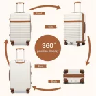Miss Lulu London KSK2484 - Kono 3-teilig Erweitertes bőrönd-szett 20“/24“/28“ tartós Harte Schale ABS+PC bőrönd  TSA-zár  sicheres Reisen - Creme és barna