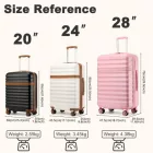 Miss Lulu London KSK2484 - Kono 3-teilig Erweitertes bőrönd-szett 20“/24“/28“ tartós Harte Schale ABS+PC bőrönd  TSA-zár  sicheres Reisen - Creme és barna